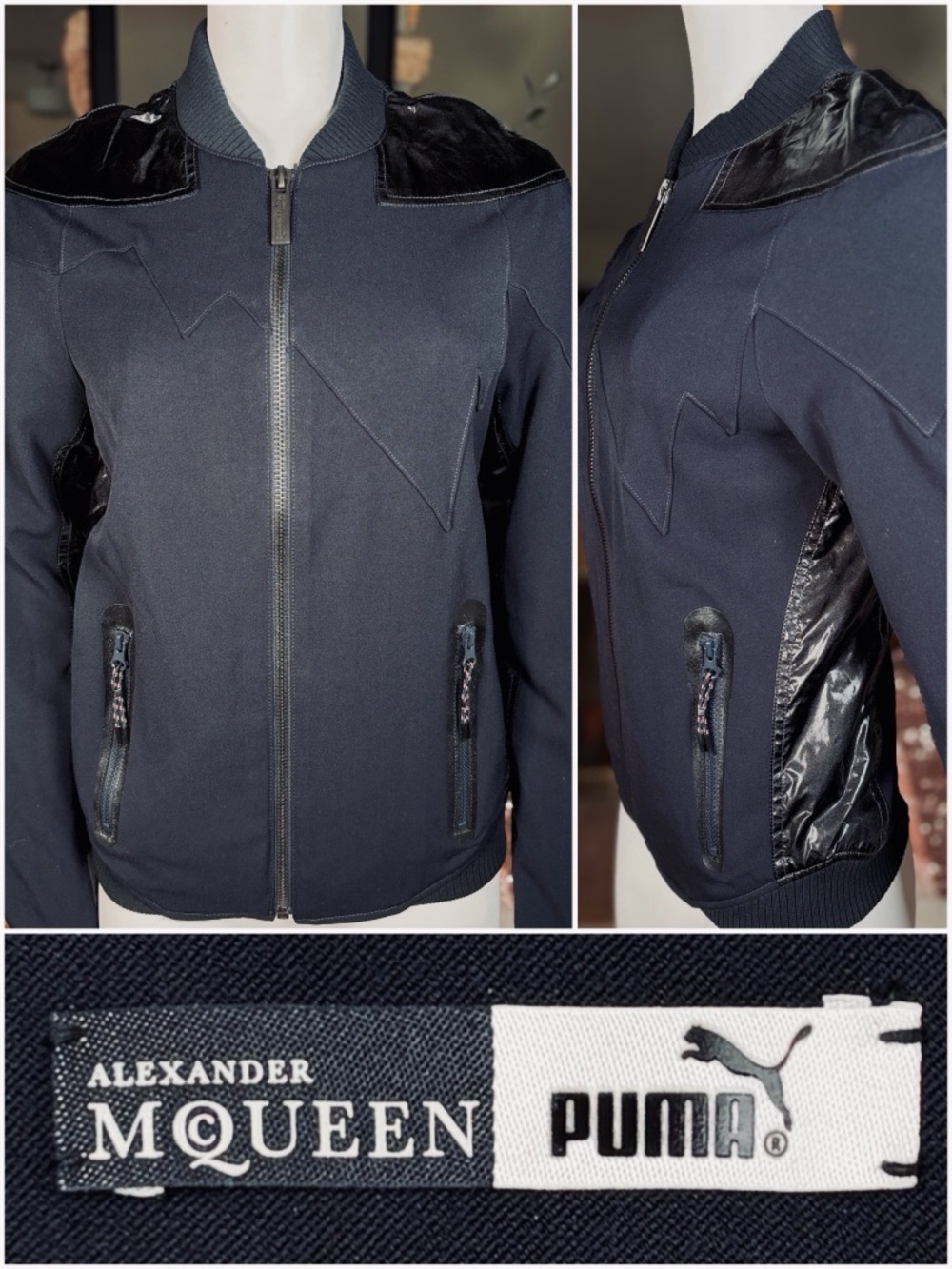 Alexander McQueen x Puma Collab Black Lightweight Bomber Jacket, Sz S